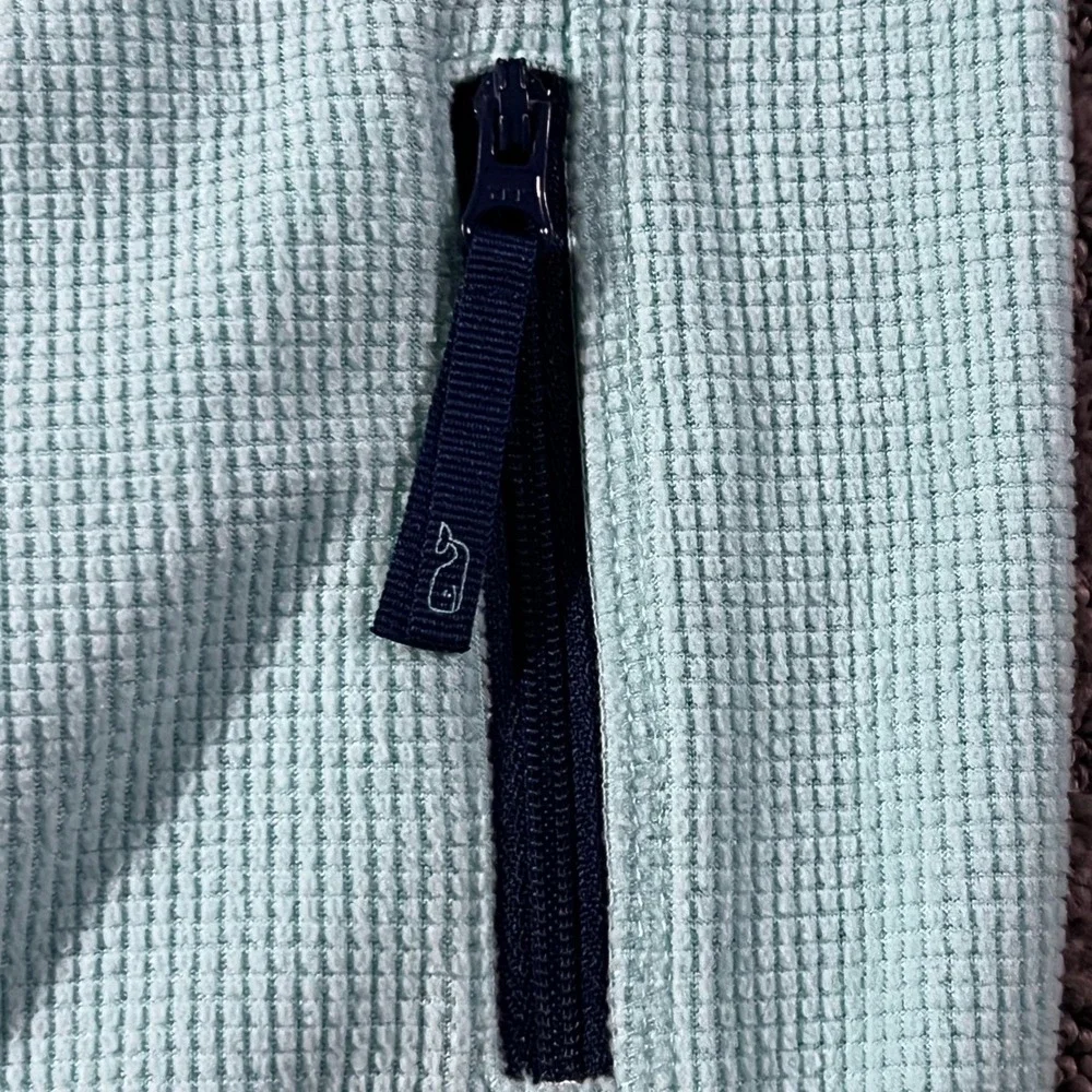 Vineyard‎ Vines Fleece Vest Kids 4T Mint Green Waffle Knit Whale Logo Zip Up